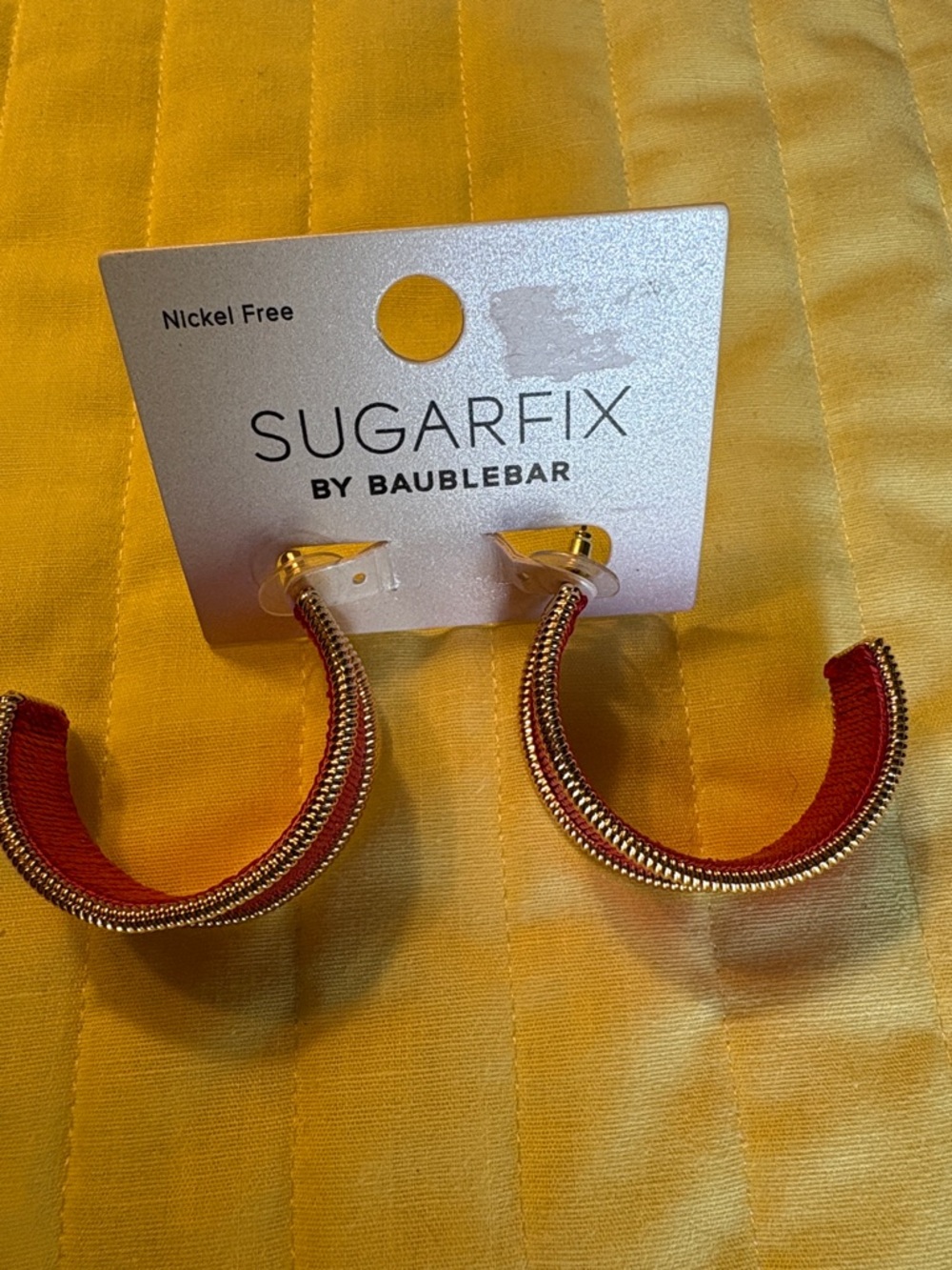 BAUBLEBAR New SugarFix by BaubleBar Red/pink  and Gold Hoop Earrings $19